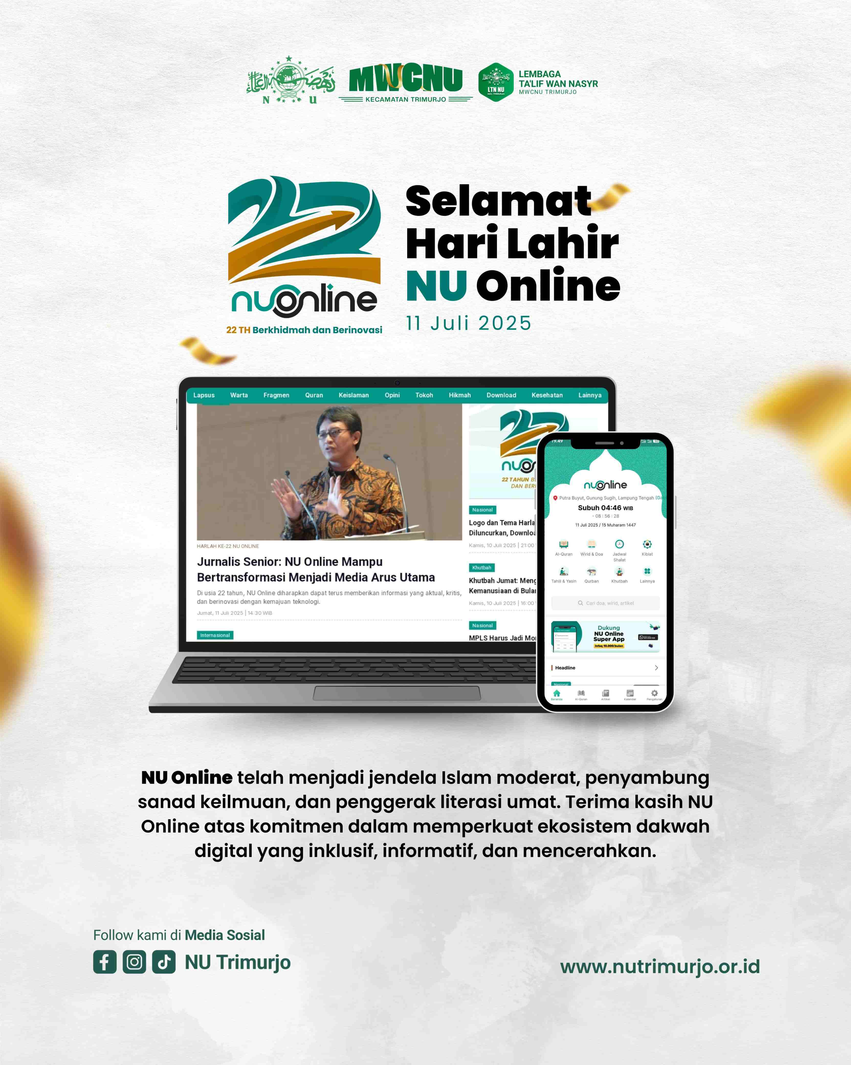 Selamat Hari Lahir NU Online ke 22 Tahun
