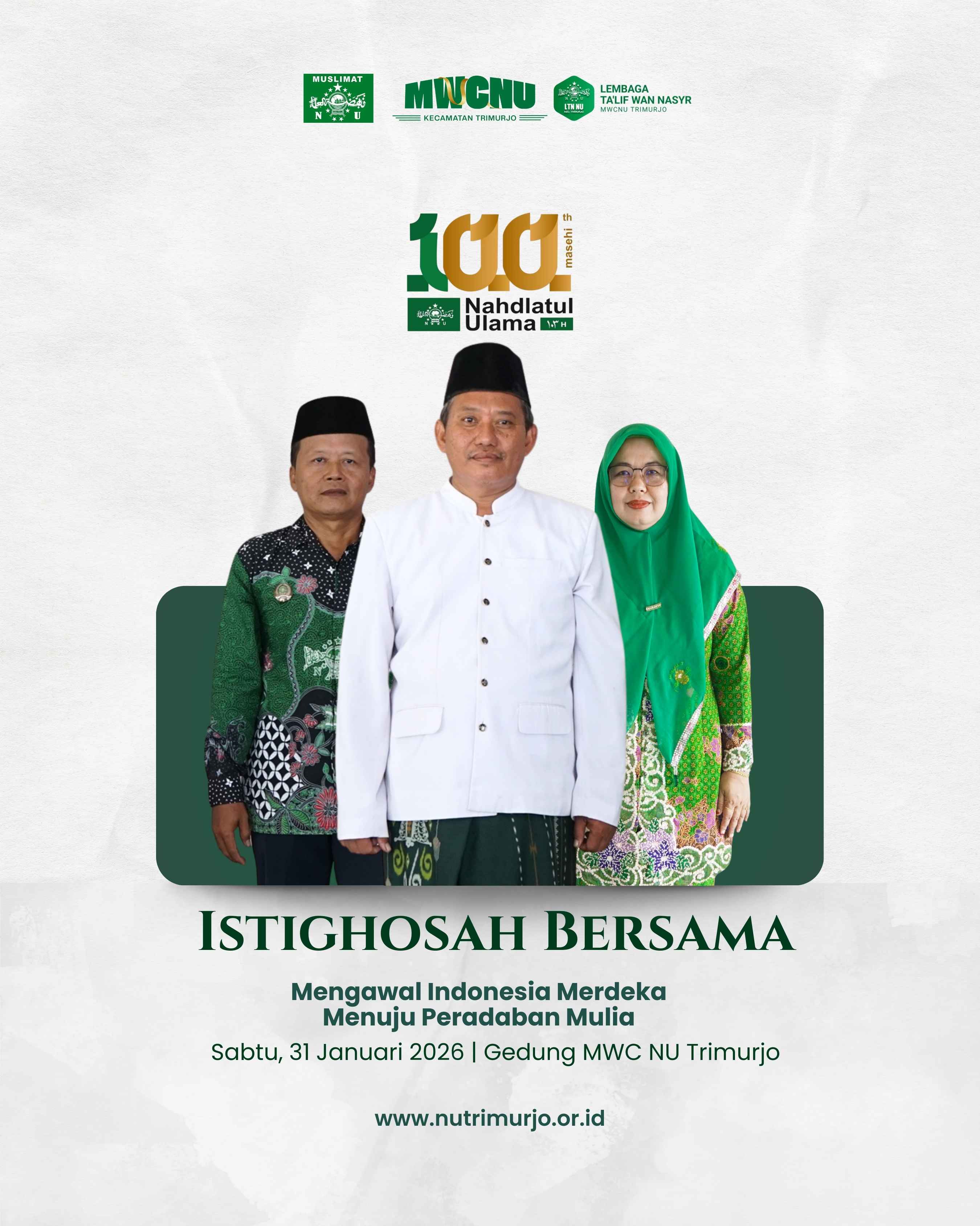 Sambut Harlah 1 Abad NU Masehi, PAC Muslimat NU Trimurjo Canangkan Istighosah Bersama