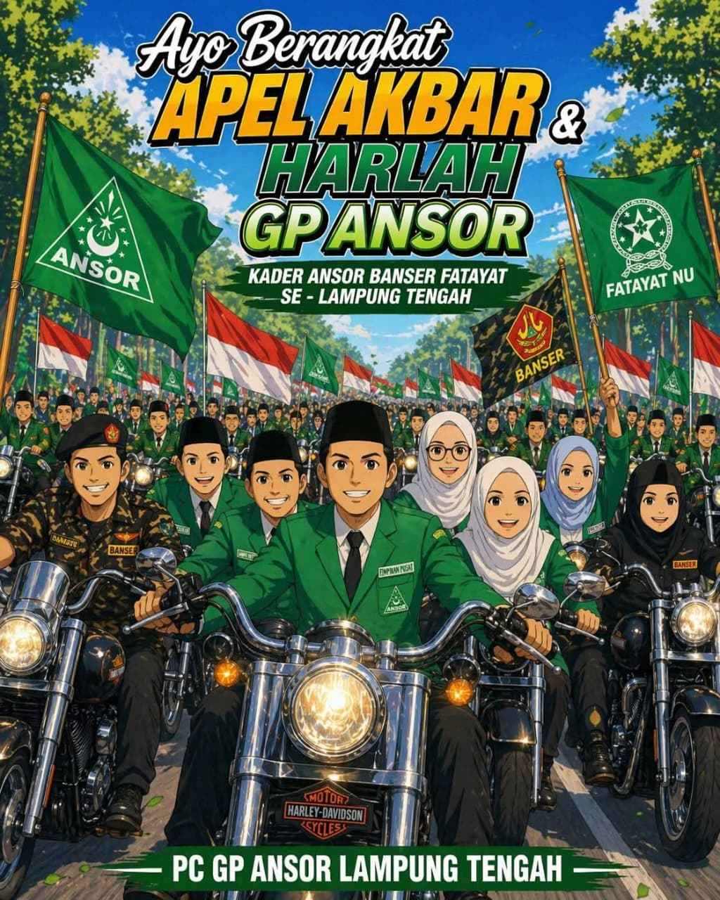Hadiri Apel Akbar & Harlah GP Ansor ke-92 Lampung Tengah
